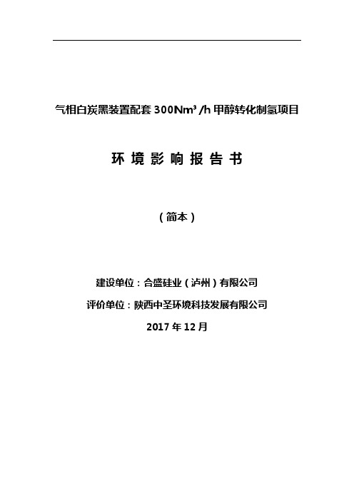 气相白炭黑装置配套300Nm3h甲醇转化制氢项目