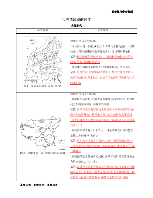 2020年高考 湘教版高考一轮地理 1.等值线图的判读