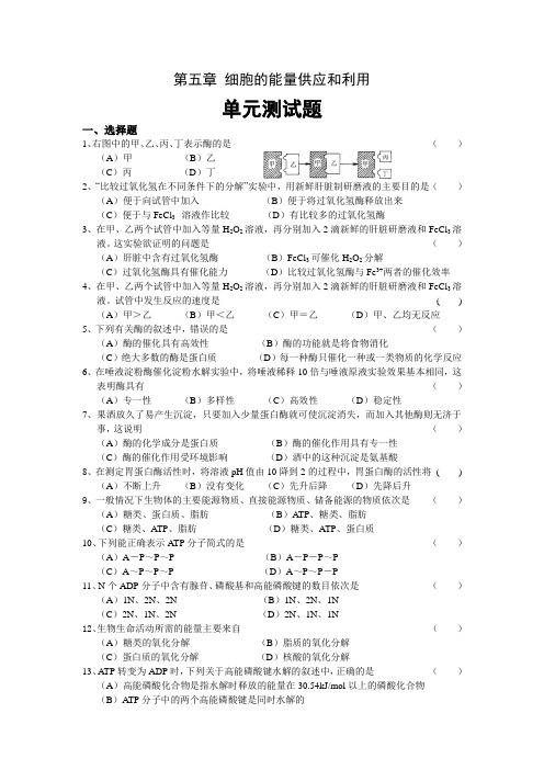 第五章细胞的能量供应和利用单元测试题及答案