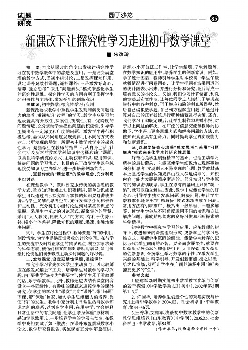 新课改下让探究性学习走进初中数学课堂