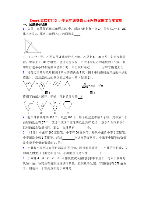 【word直接打印】小学五年级奥数大全附答案图文百度文库