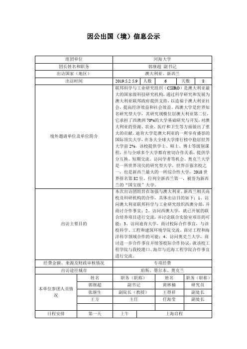 因公出国(境)信息公示