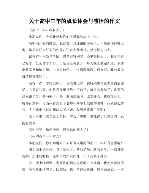 关于高中三年的成长体会与感悟的作文