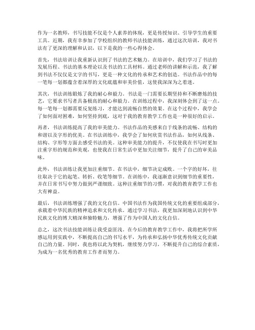 教师书法技能训练心得体会