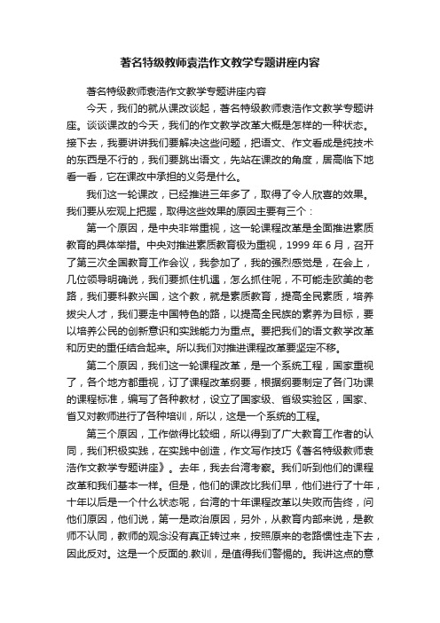 著名特级教师袁浩作文教学专题讲座内容