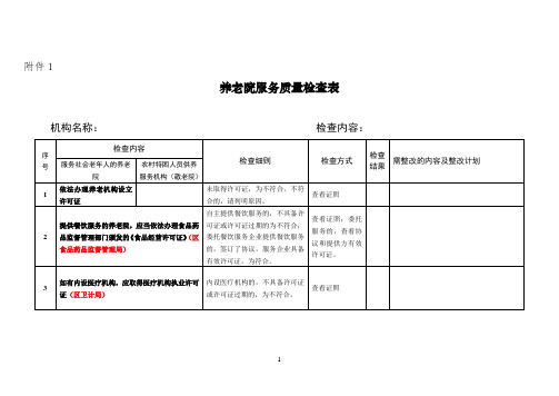 养老院服务质量检查表(二)