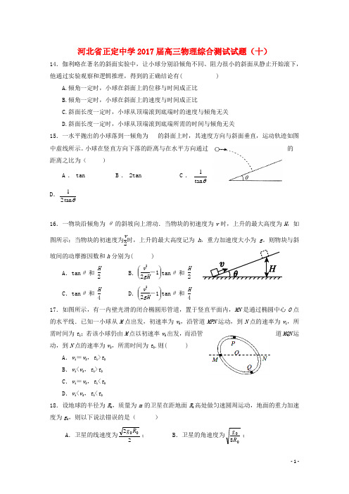 河北省正定中学高三物理综合测试试题(十)