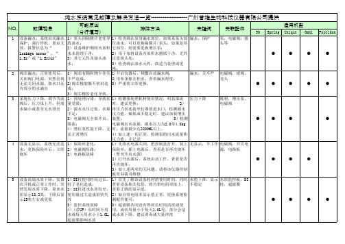 纯水系统常见故障及解决方法检修表