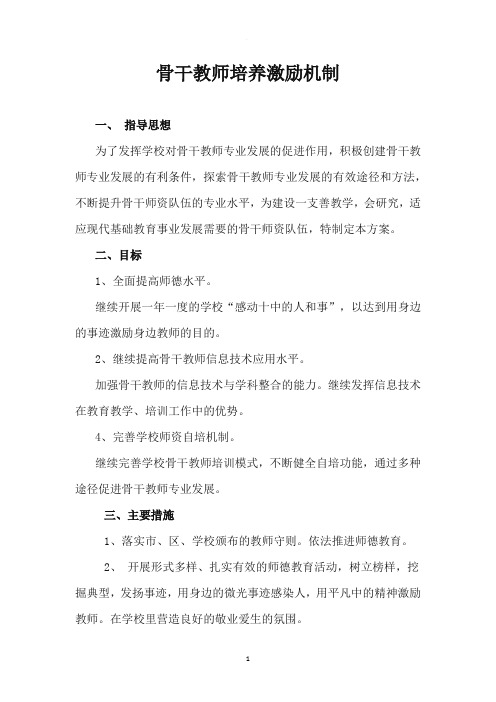 骨干教师培养激励机制