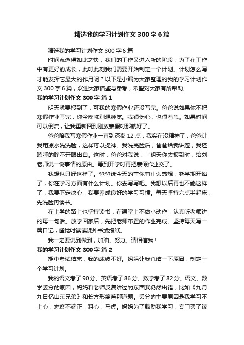 精选我的学习计划作文300字6篇