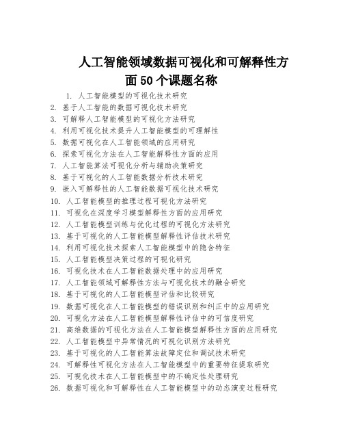 人工智能领域数据可视化和可解释性方面50个课题名称