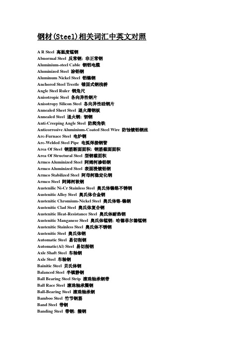 钢材词汇中英文对照