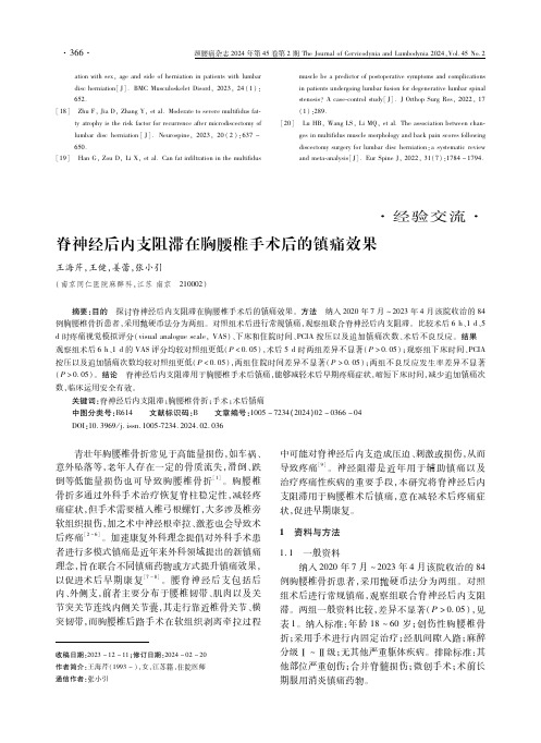 脊神经后内支阻滞在胸腰椎手术后的镇痛效果