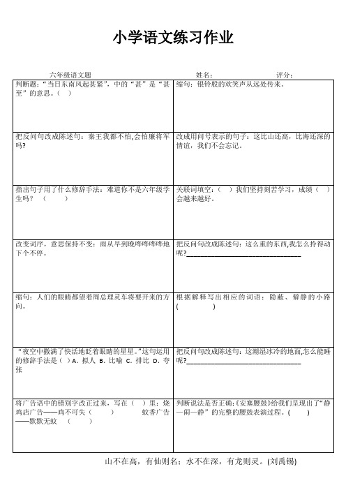 小学六年级语文拓展训练 (83)