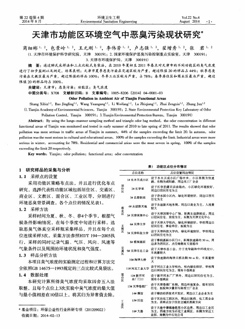 天津市功能区环境空气中恶臭污染现状研究