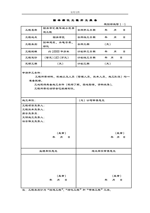 园林绿化资料表格(实用模板)