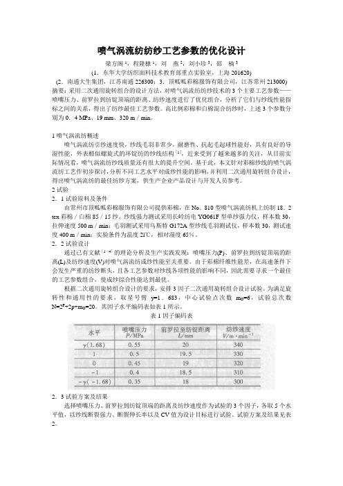 喷气涡流纺纺纱工艺参数的优化设计