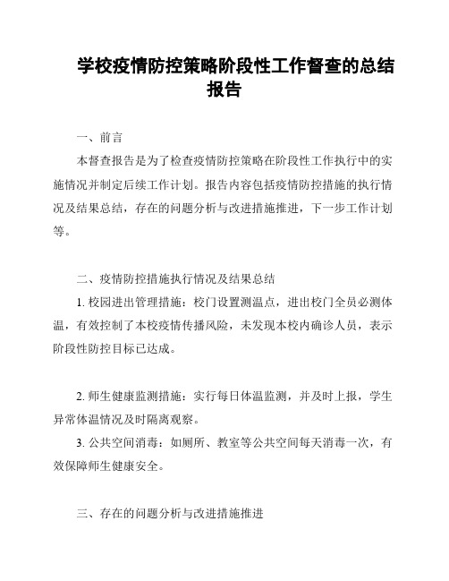 学校疫情防控策略阶段性工作督查的总结报告