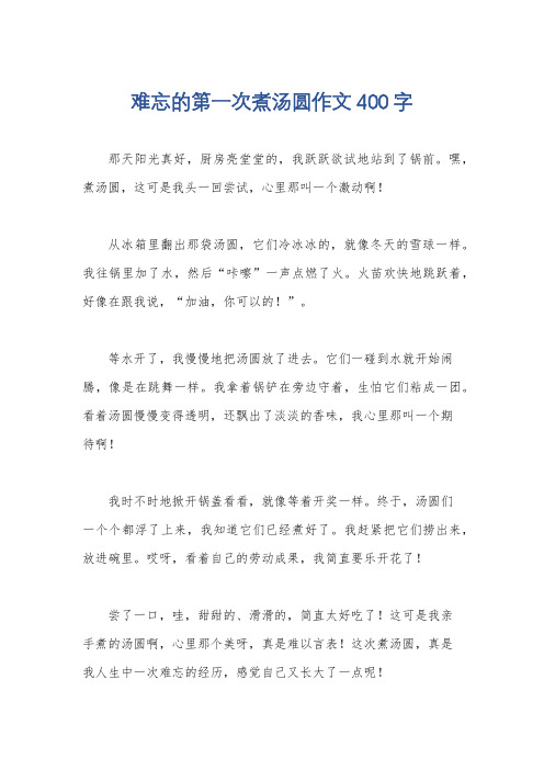 难忘的第一次煮汤圆作文400字