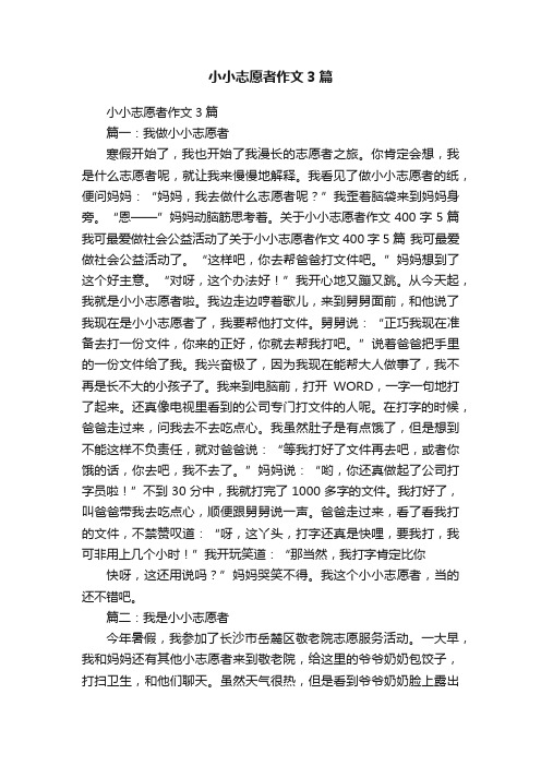 小小志愿者作文3篇