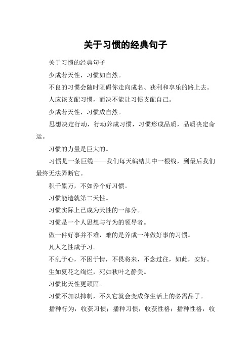 关于习惯的经典句子