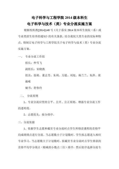 电子科学与工程学院2014级本科生