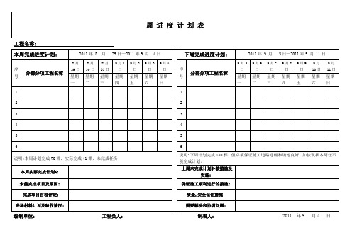 做工程每周进度计划表