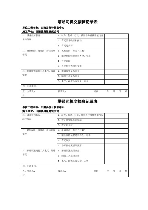 塔吊司机交接班记录表 (2)