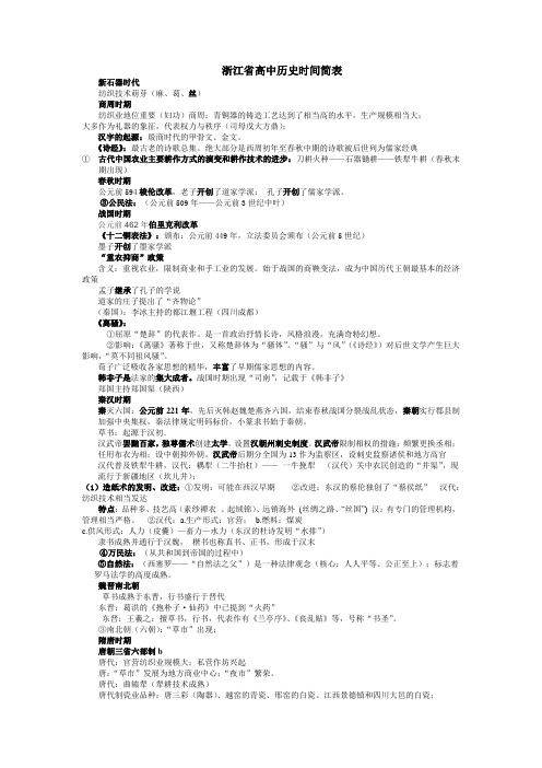 浙江省高中历史时间简表