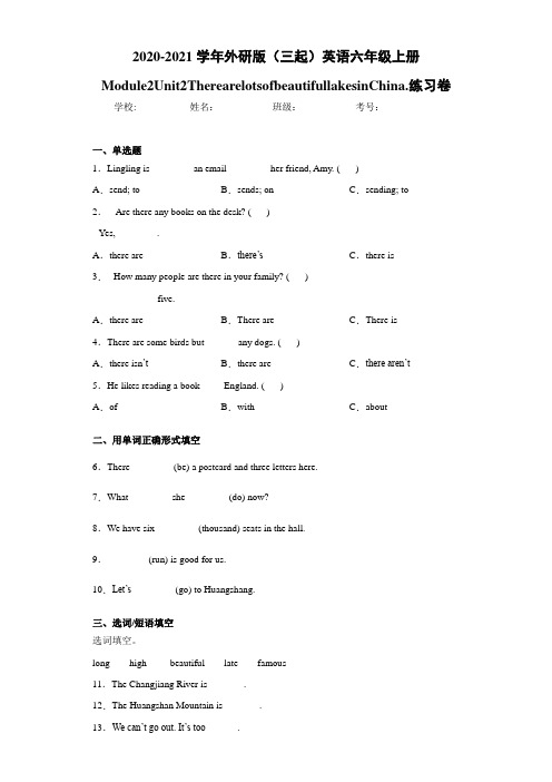 外研版(三起)英语六年级上册Module2Unit2Therearel