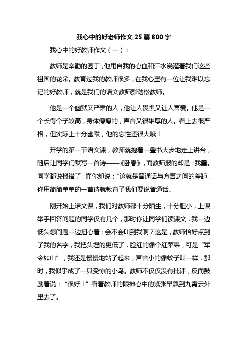 我心中的好老师作文25篇800字