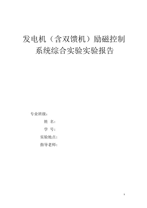 发电机(含双馈机)励磁控制系统综合实验实验报告