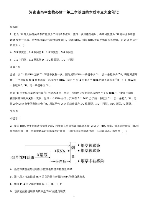 河南省高中生物必修二第三章基因的本质考点大全笔记