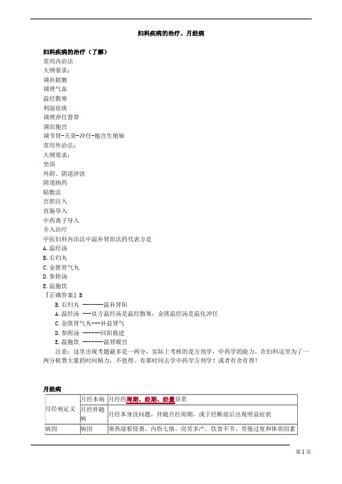 【基础】中医助理-中医妇科学-妇科疾病的治疗、月经病