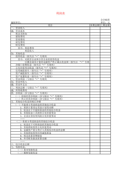 2019年财务报表  最新最全