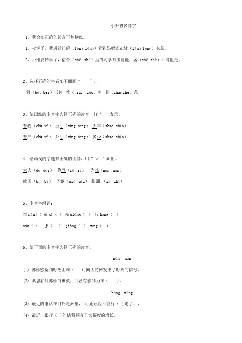 部编版 六年级语文下册 小升初语文专题复习  汉字多音字(含答案)