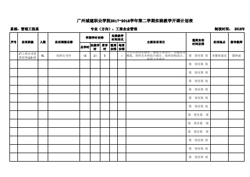 实践教学开课计划表