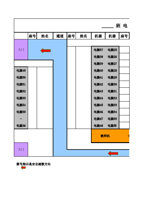 电脑室学生座位表