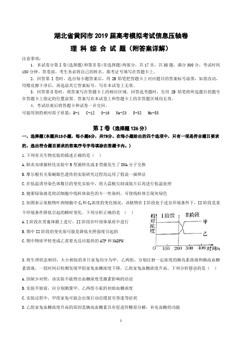 湖北省黄冈市2019届高考模拟考试信息压轴卷(附答案详解)