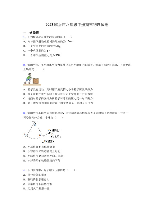 2023临沂市八年级下册期末物理试卷