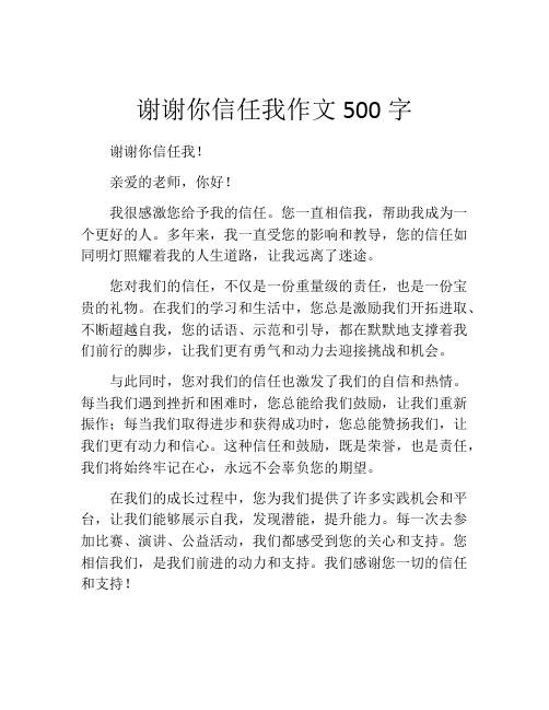 谢谢你信任我作文500字