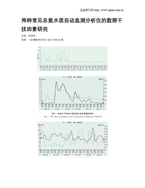 两种常见总氮水质自动监测分析仪的数据干扰因素研究