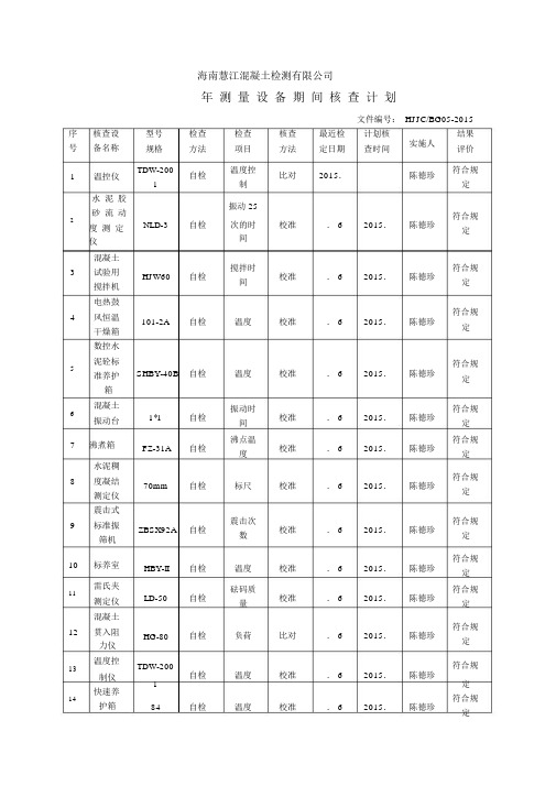 仪器设备期间核查记录范文.doc