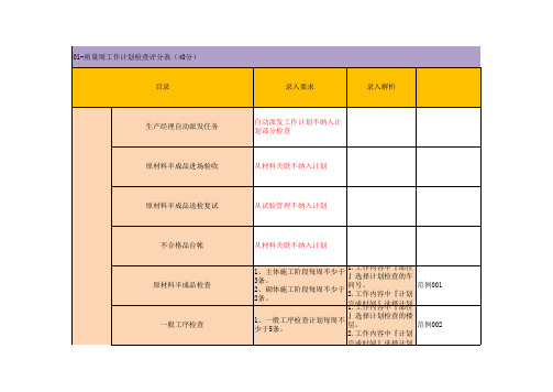 北方公司项目(质量)单机版信息系统检查评分表