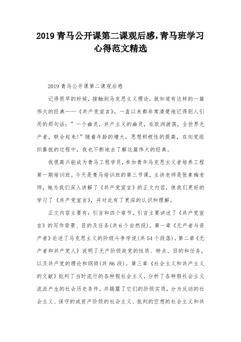 2019青马公开课第二课观后感,青马班学习心得范文精选