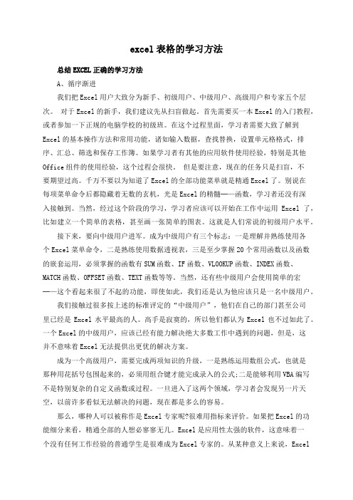 excel表格的学习方法