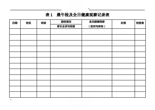 幼儿园卫生保健工作各种表格