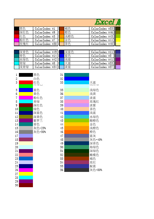 Excel颜色代码