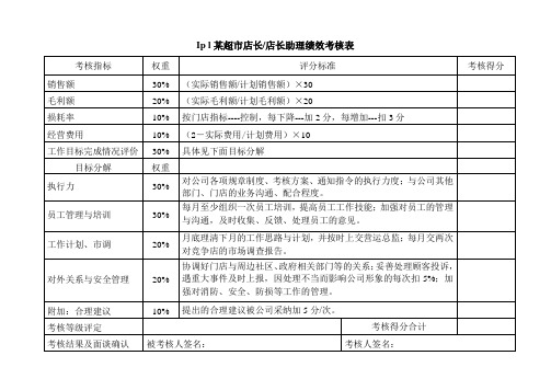 超市绩效考核表