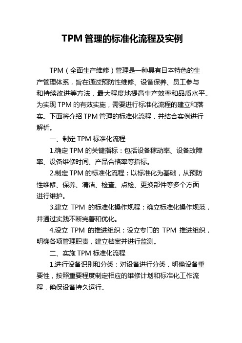 TPM管理的标准化流程及实例